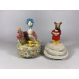 TWO BEATRIX POTTER MUSICAL FIGURES - ROYAL DOULTON CAROL SINGER BUNNYKINS DB53 & JEMIMA PUDDLEDUCK