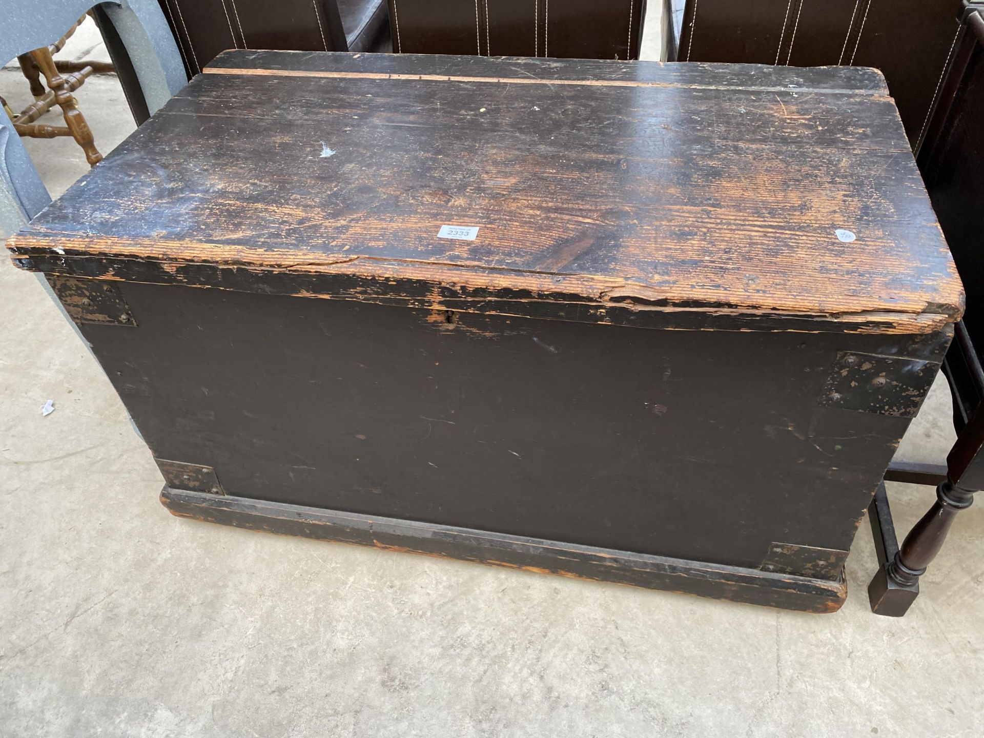 A VICTORIAN PINE BLANKET CHEST, 36" WIDE