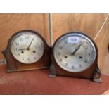 TWO OAK CASED MANTEL CLOCKS TO INCLUDE A 'SMITHS'