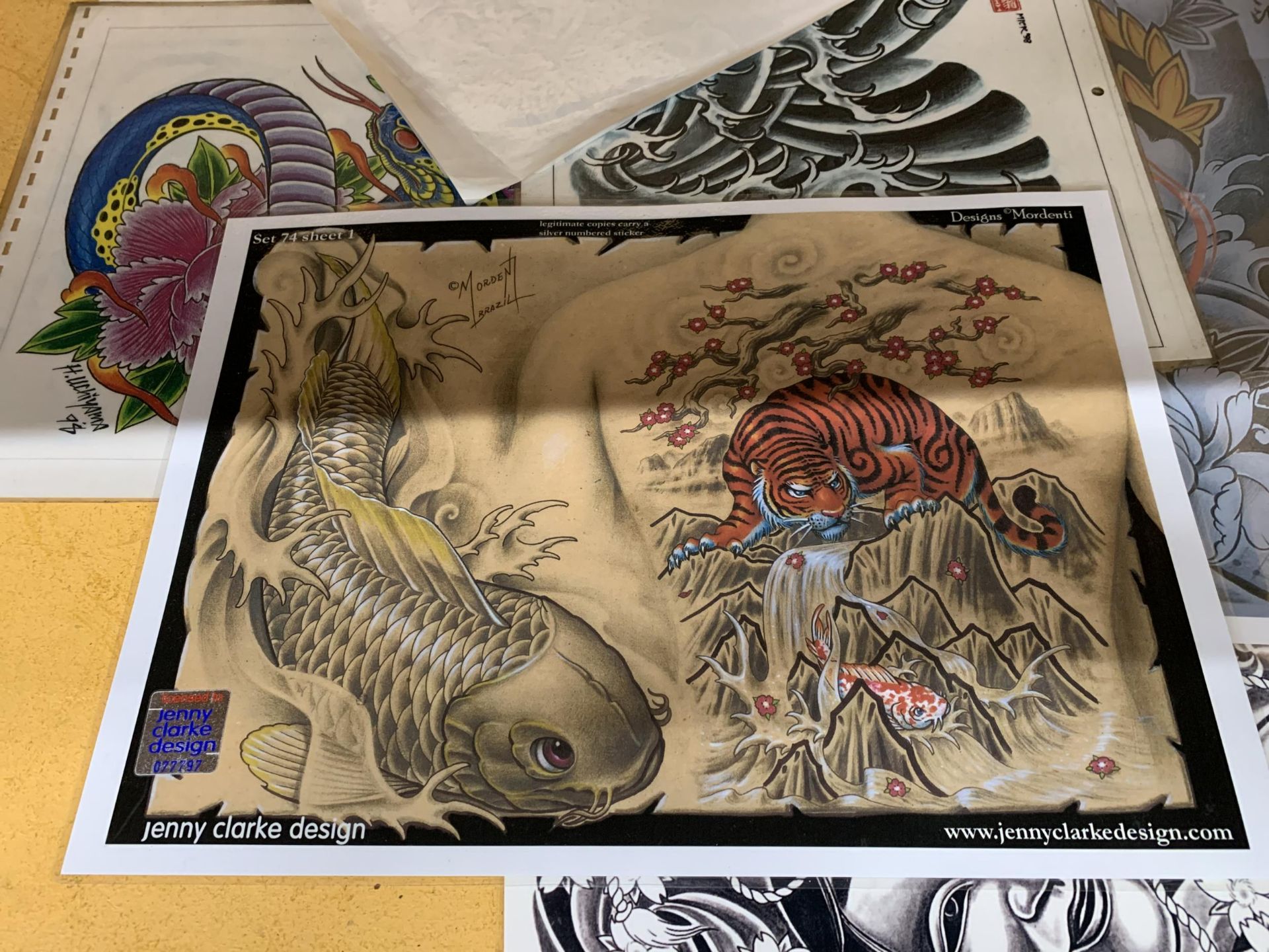 TEN LAMINATED LIMITED EDITION ORIENTAL TATTOO DESIGNS - Image 2 of 5