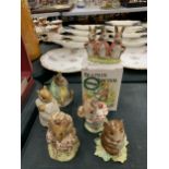 SIX BESWICK BEATRIX POTTER FIGURES TO INCLUDE TIMMY WILLIE, THOMASINA TITTLEMOUSE, MRS