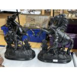 A LARGE PAIR OF MARLEY HORSE TABLE LAMPS