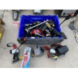 AN ASSORTMENT OF ITEMS TO INCLUDE FIRE EXTINGUISHERS AND SEATBELTS ETC