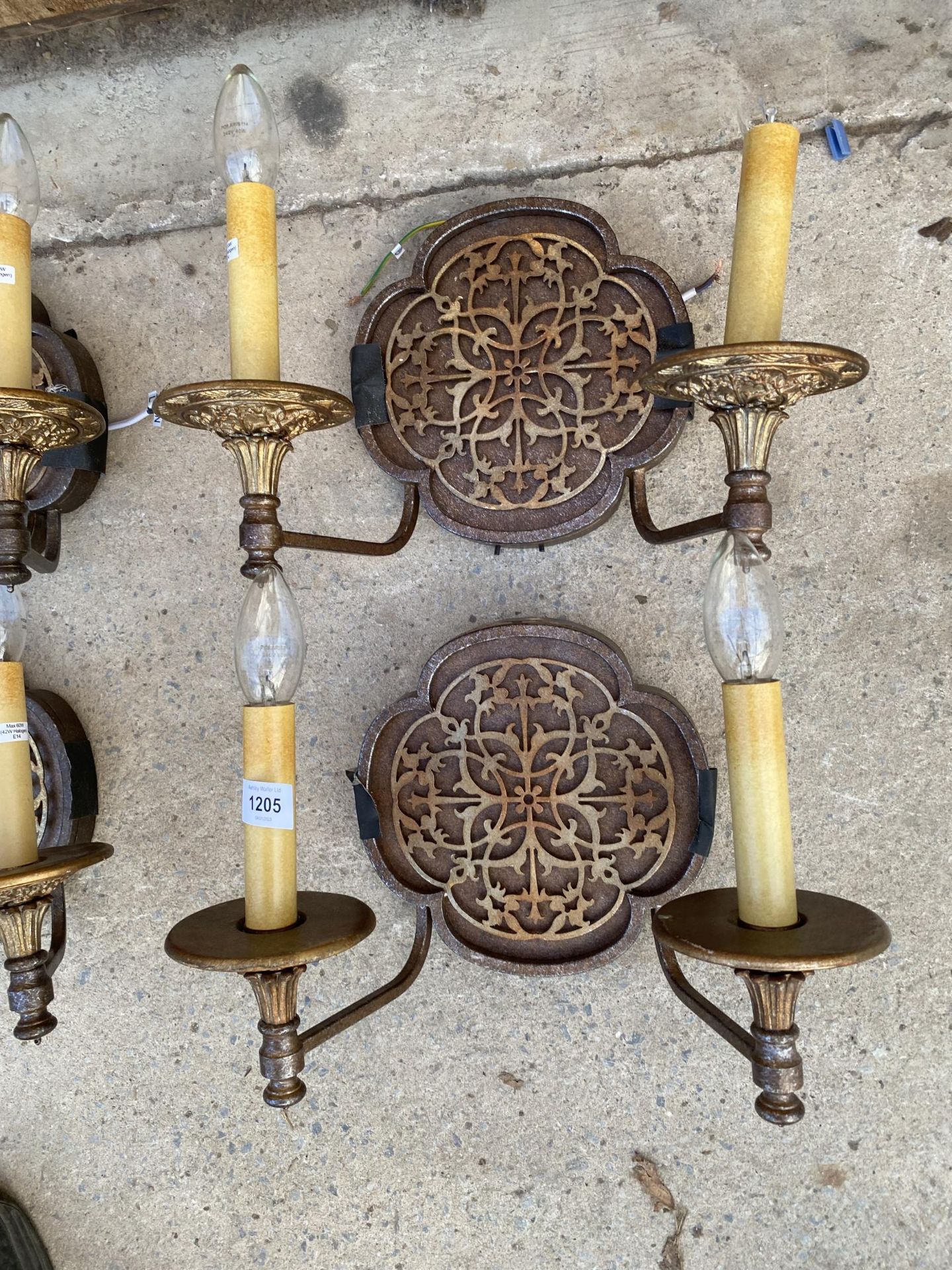 SIX VINTAGE STYLE TWO BRANCH WALL LIGHT FITTINGS - Image 3 of 4