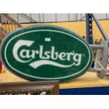 A CARLSBERG, DOUBLE SIDED ILLUMINATED LIGHT BOX SIGN - WORKING ORDER AT TIME OF CATALOGUING. WIDTH