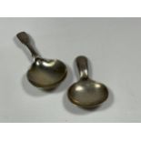 TWO SILVER TEA CADDDY SPOONS / SCOOPS - ONE WILLIAM IV, LONDON, 1836
