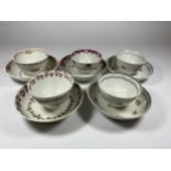 A COLLECTION OF 18/19TH CENTURY PORCELAIN TEA BOWLS AND SAUCERS, (SOME BELIEVED NEW HALL)