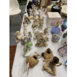 A LARGE QUANTITY OF SMALL CERAMIC FIGURES TO INCLUDE CONTINENTAL, ART DECO STYLE, ETC