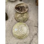 THREE ORIENTAL STYLE RECONSITITUTED STONE GARDEN PLAQUES
