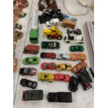 A QUANTITY OF VEHICLES TO INCLUDE DIE-CAST VANS, CARS, A TRACTOR, ETC