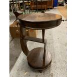 AN ART DECO MAHOGANY CIRCULAR TABLE WITH DRAWER HEIGHT 49.5CM