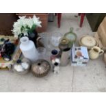 A COLLECTION OF ITEMS TO INCLUDE VASES AND JUGS ETC