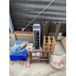AN ASSORTMENT OF ITEMS TO INCLUDE A FAN, A SUITCASE AND A FOOT SPA ETC