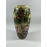 A MOORCROFT POTTERY FOUR SEASONS PALM TREES PATTERN VASE, DATED 1997, HEIGHT 19CM