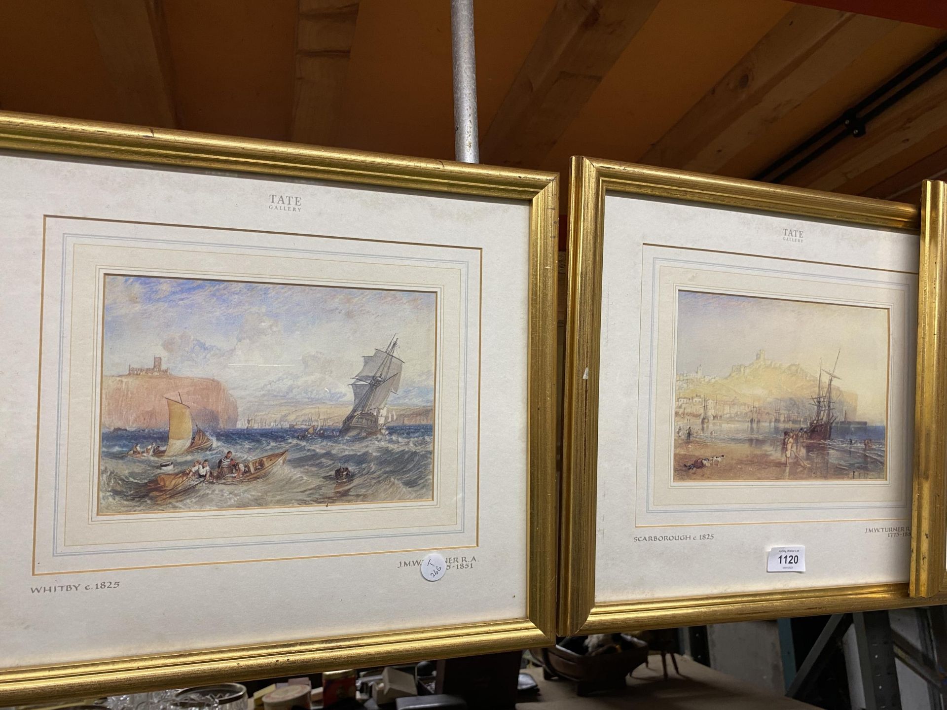 THREE FRAMED J. M. W. TURNER PRINTS - WHITBY C 1825, SCARBOROUGH C 1825 AND PORTSMOUTH C 1825 - Image 2 of 3
