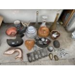 VARIOUS ITEMS TO INCLUDE JELLY MOULDS, CAKE TINS AND VASES ETC