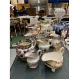 A QUANTITY OF VINTAGE JUGS TO INCLUDE 19TH CENTURY, MAYOR AND NEWBOLD, ETC