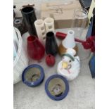 AN ASSORTMENT OF GLASS AND CERAMIC PLANTERS AND VASES