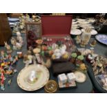 A LARGE QUANTITY OF ITEMS TO INCLUDE A PART CANTEEN OF CUTLERY, BUNNYKINS PLATE, FIGURES,