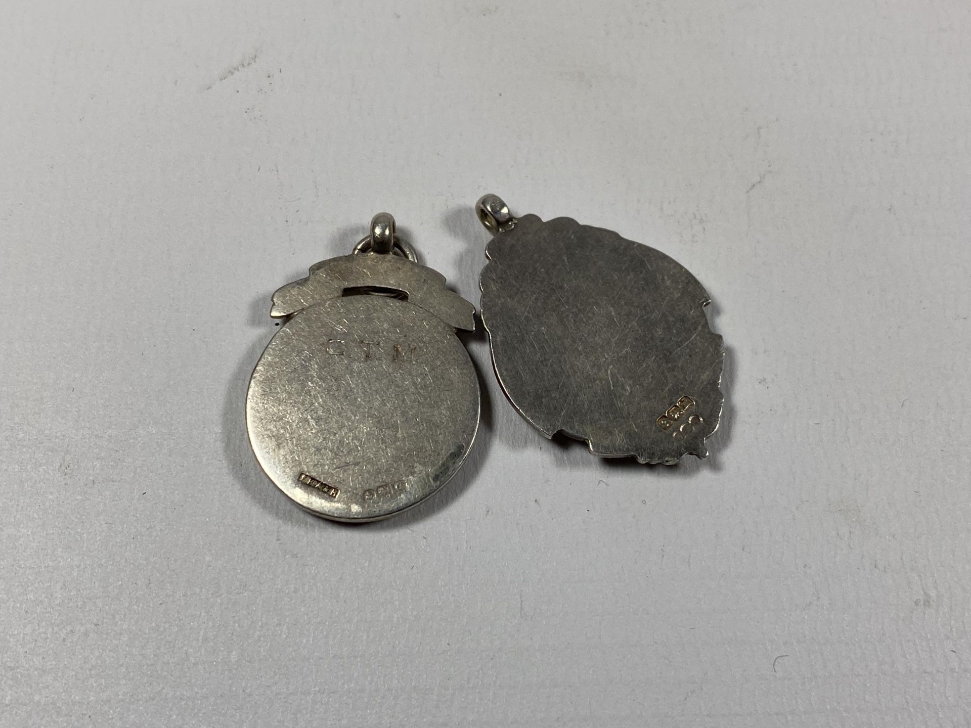 TWO SILVER WATCH CHAIN FOBS - Image 2 of 2