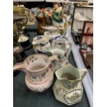 A QUANTITY OF MAINLY 19TH CENTURY JUGS TO INCLUDE WILLIAM RATCLIFFE 1831-40, COPELAND SPODE, ETC