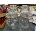 TWO LARGE AND TWO MEDIUM SIZED KILNER STYLE JARS