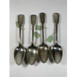 FOUR GEORGIAN SILVER TABLESPOONS COMPRISING THREE GEORGE II, CHARLES LIAS EXAMPLES WITH HALLMARKS