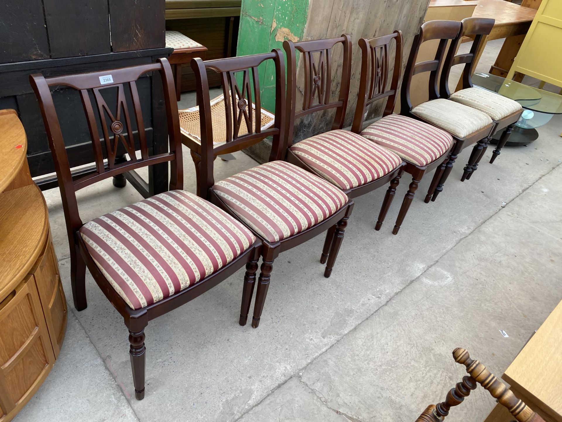 FOUR REGENCY STYLE DINING CHAIRS AND PAIR OF VICTORIAN DINING CHAIRS