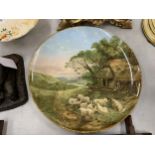 A HANDPAINTED COPELAND WALL CHARGER WITH AN IMAGE OF SHEEP - DIAMETER 31CM