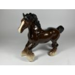 A ROYAL DOULTON BROWN GLOSS PRANCING MARE FIGURE