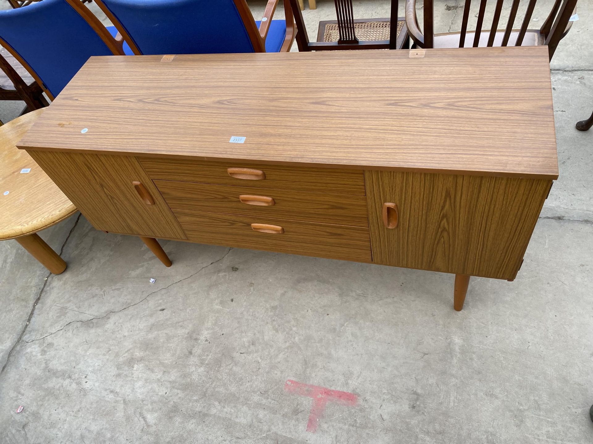 A RETRO TEAK 'SCHREIBER' SIDEBOARD, 54" WIDE