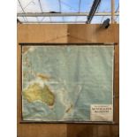 A LARGE VINTAGE GERMAN WALL MAP OF AUSTRALIEN UND POLYNESIEN