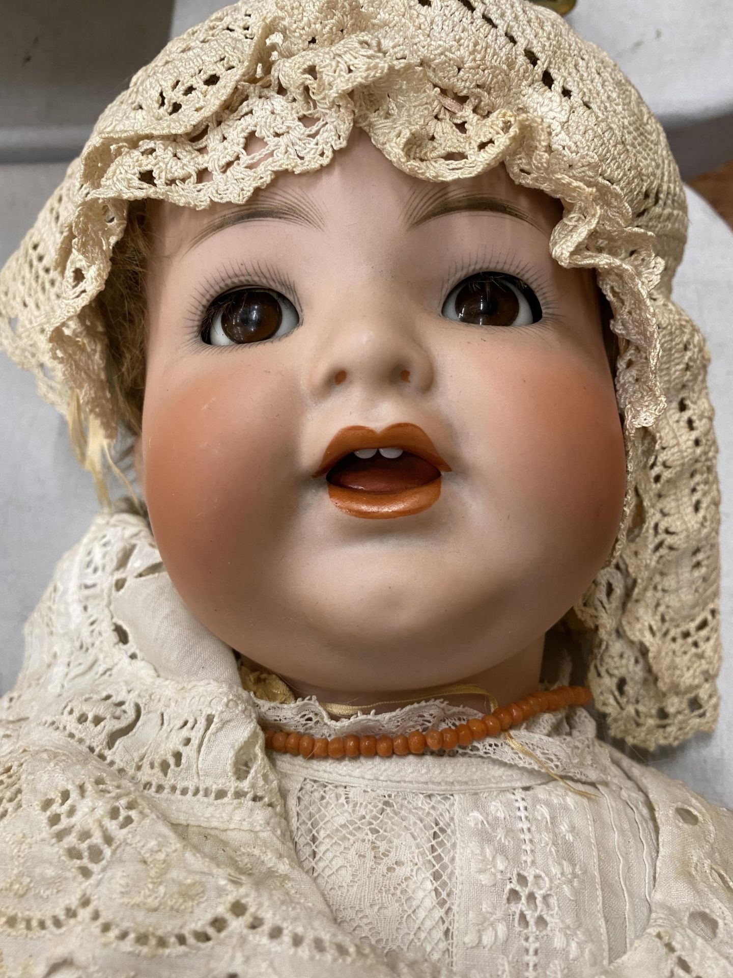 TWO VINTAGE DOLLS, ONE LARGE WITH A CERAMIC HEAD MARKED GERMANY, THE OTHER MARKED 'ROSEBUD' - Image 2 of 5