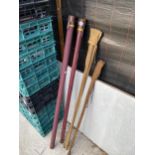 TWO VINTAGE SPLIT CANE FISHING RODS AND TWO ROD TUBES