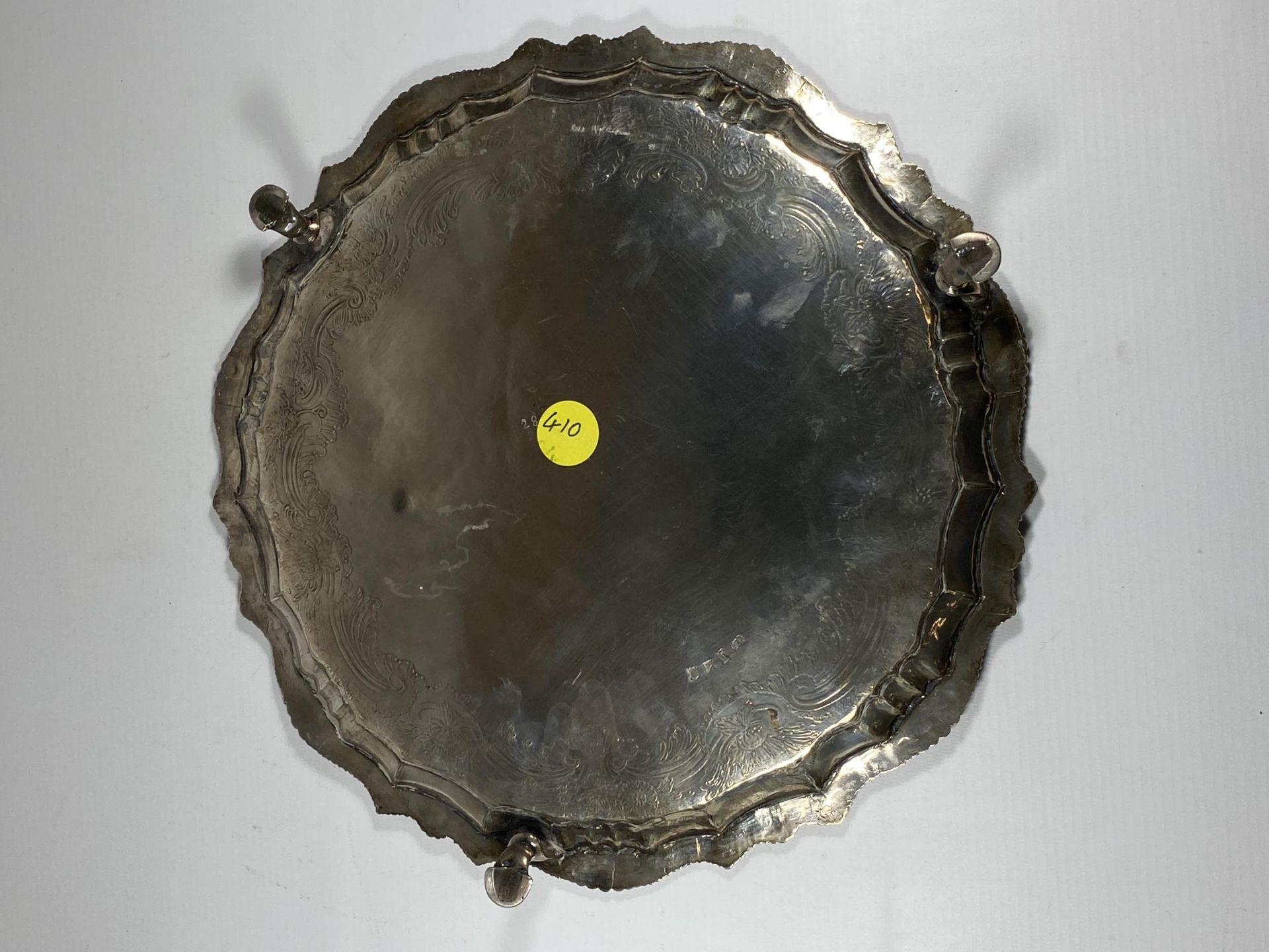 A GEORGE II SILVER SALVER BY DOROTHY MILLS, HALLMARKS FOR LONDON 1753, DIAMETER 33CM, WEIGHT 836G - Image 6 of 8