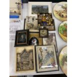 A MIXED GROUP OF SMALL PICTURES AND FURTHER ITEMS TO INCLUDE UNUSUAL CASED PORTRAIT, BROCKLEHURST