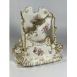 AN EARLY 20TH CENTURY T GOODE & CO COPELAND PORCELAIN DRESSING TABLE STAND / TIDY, (A/F), HEIGHT