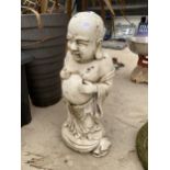 A RECONSTITUTED STONE BUDDAH FIGURE