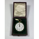 A MID 19TH CENTURY PAYNE & CO PATENT WATCH-FORM PEDOMETER, 163 BOND STREET, BELIEVED GOLD BUT