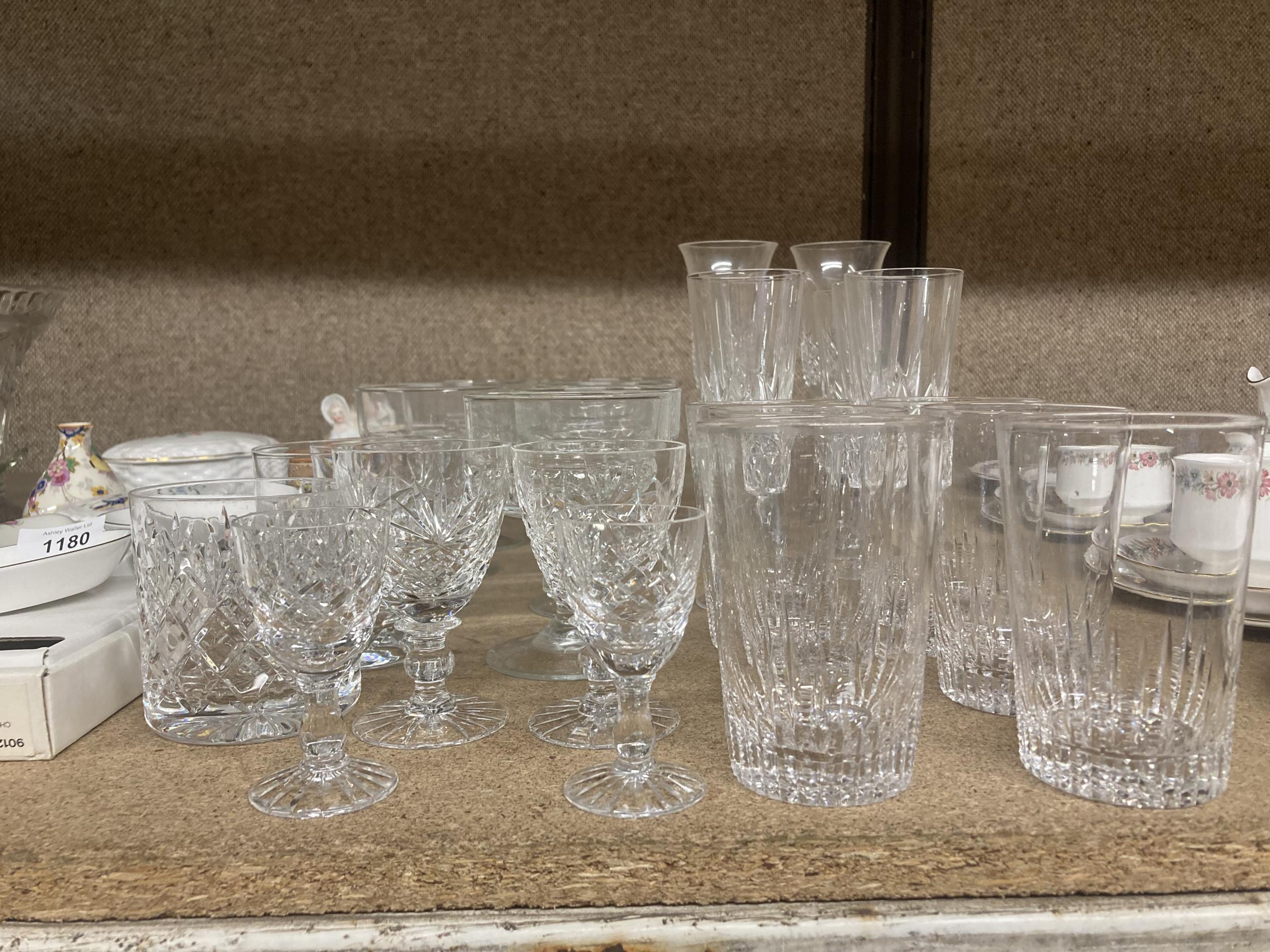 A QUANTITY OF GLASSWARE TO INCLUDE TUMBLERS, WINE GLASSES, SHERRY GLASSES, ETC., - Image 3 of 3