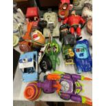 A LARGE QUANTITY OF TOYS TO INCLUDE MR AND MRS POTATO HEAD, THE INCREDIBLES, POSTMAN PAT AND JESS IN