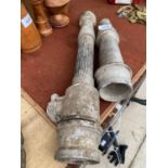 TWO GALVANISED FIRE HOSE NOZZLES