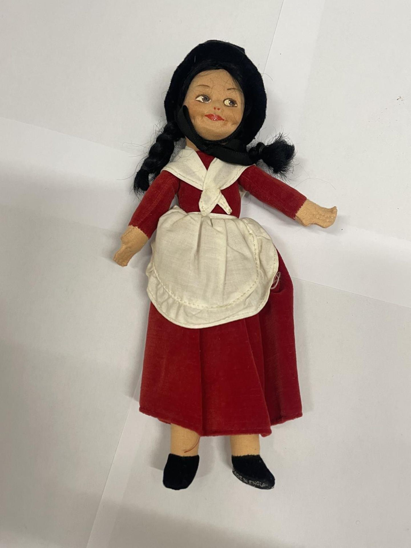 A NORAH WELLINGS VINTAGE CLOTH WELSH STYLE DOLL WITH LABEL TO FOOT AND A NORAH WELLINGS STYLE RED - Image 2 of 3