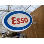 AN ILLUMINATED DOUBLE SIDED ESSO WALL HANGING SIGN