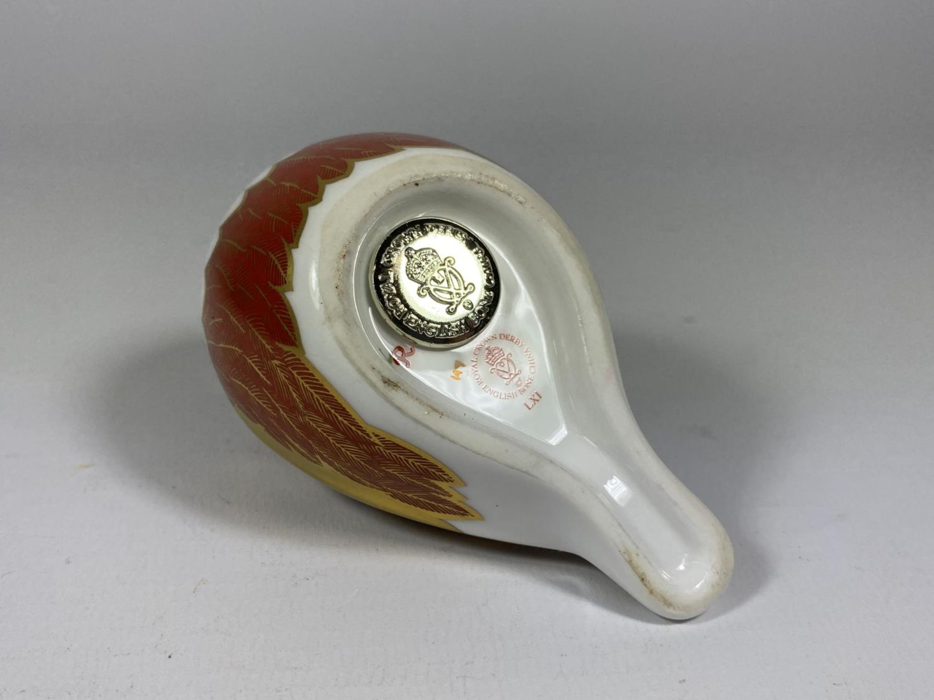 A ROYAL CROWN DERBY CHAFFINCH PAPERWEIGHT, SILVER STOPPER - Image 2 of 2