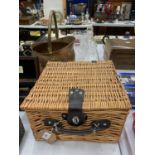 A PICNIC BASKET TO INCLUDE ACCESSORIES