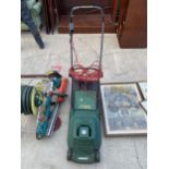A QUALCAST ELECTIC LAWN MOWER WITH GRASS BOX