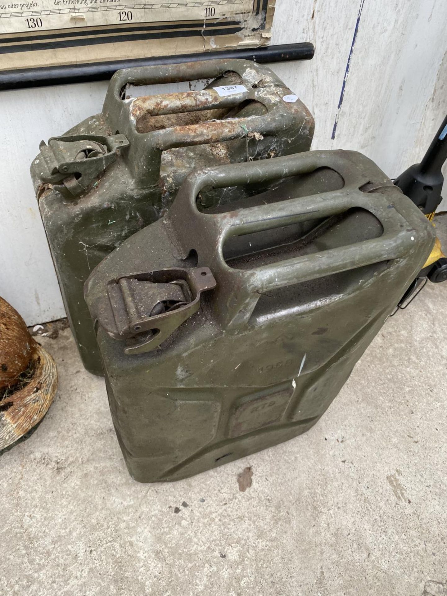 TWO VINTAGE METAL JERRY CANS