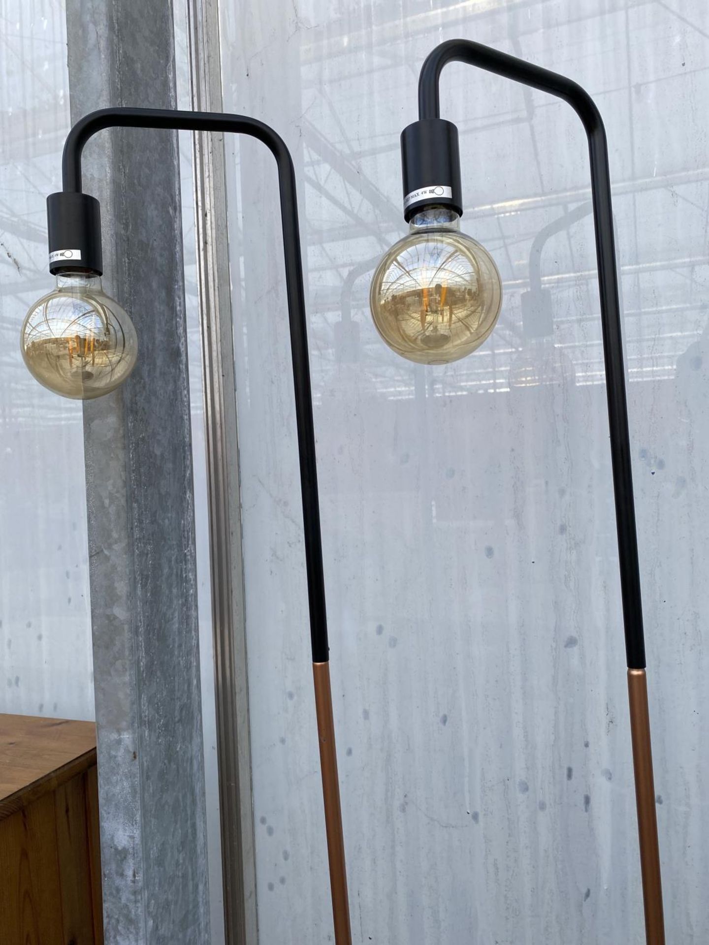 TWO MODERN 'KIRKTON HOUSE' VINTAGE STYLE FLOOR LAMPS WITH ROUND MARBLE BASES - Image 2 of 3