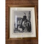 BLACK AND WHITE ENGRAVING AFTER SIR EDWIN LANDSEER 'RETURN FROM THE WARREN', 51X41CM, FRAMED AND